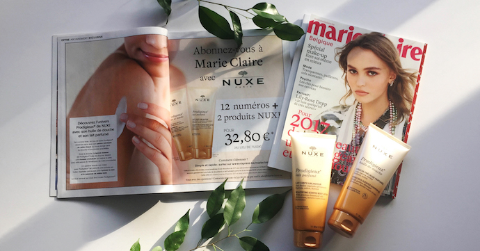 Privé : Ce mois-ci: votre abonnement Marie Claire + 2 produits NUXE offerts!