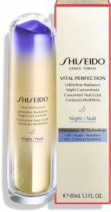 Vital Perfection Concentré Nuit Eclat et Contours Redéfinis de Shiseido pour lutter contre le relâchement cutané