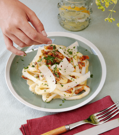 La recette des tagliatelles de calamar à la carbonara