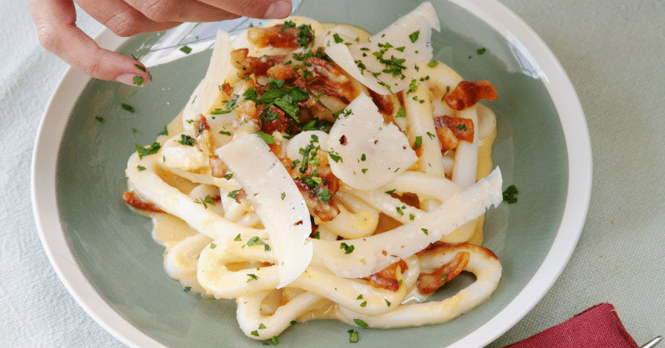 La recette des tagliatelles de calamar à la carbonara