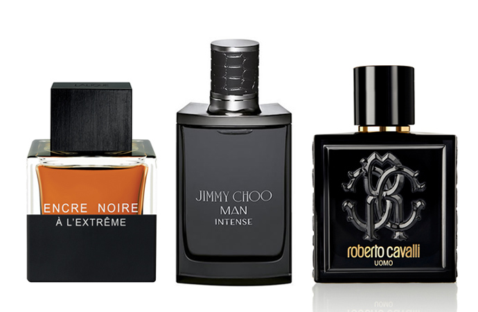 De nieuwste parfums voor hem: Encre Noire à l’Extrême van Lalique, Man Intense van Jimmy Choo, Uomo van Roberto Cavalli