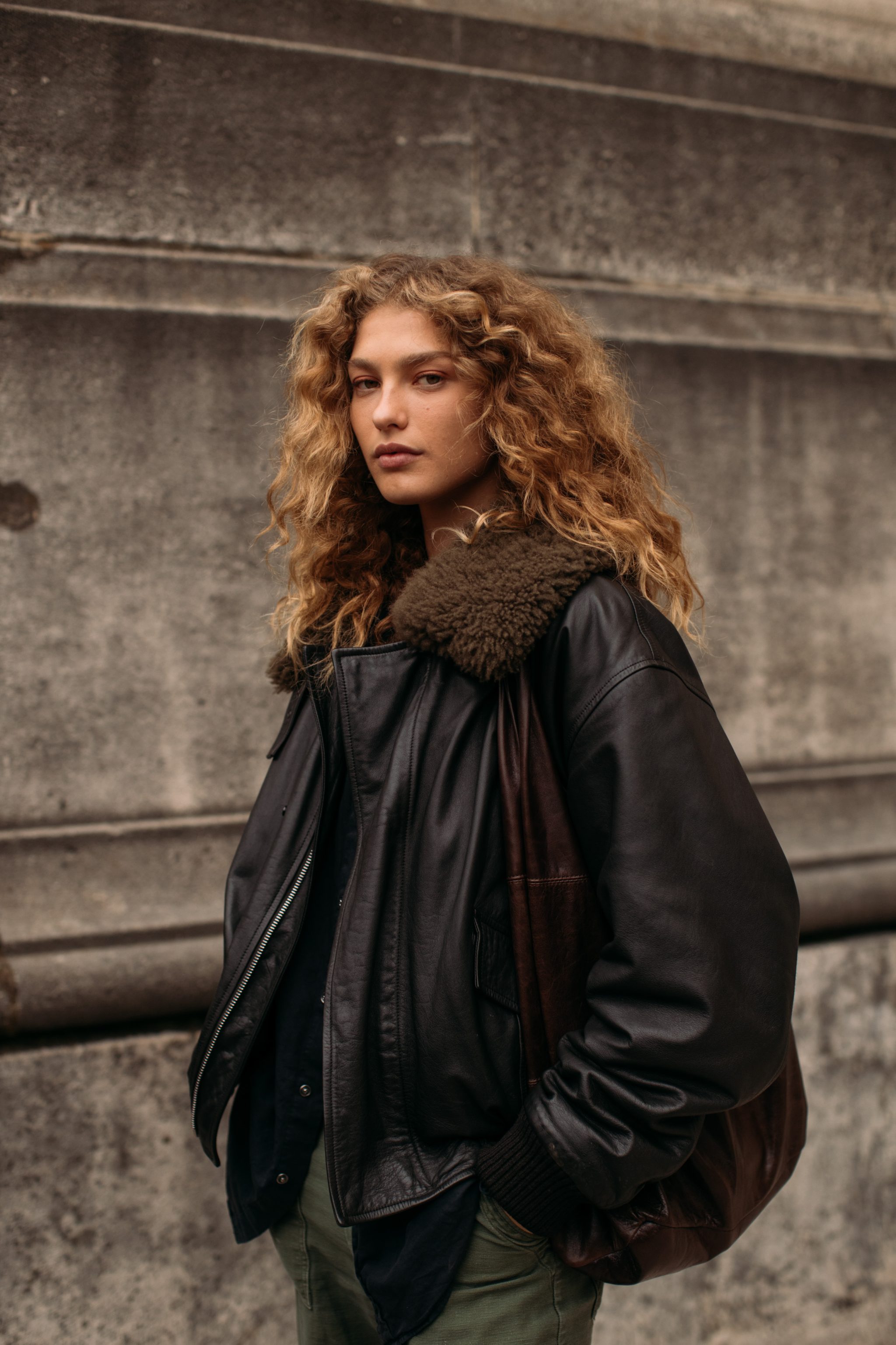 Bomber jack met shearling details